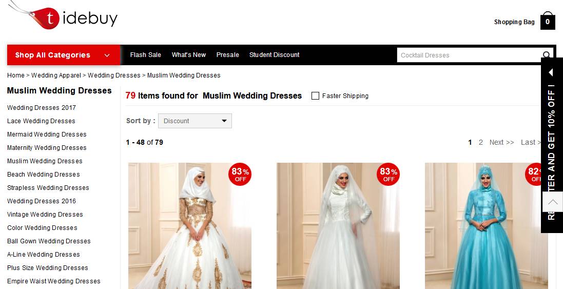 Islamische Brautkleider bei Tidebuy